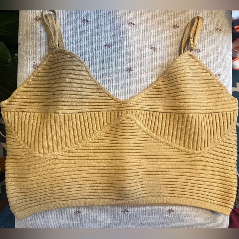 Aerie ribbed gold cropped tank